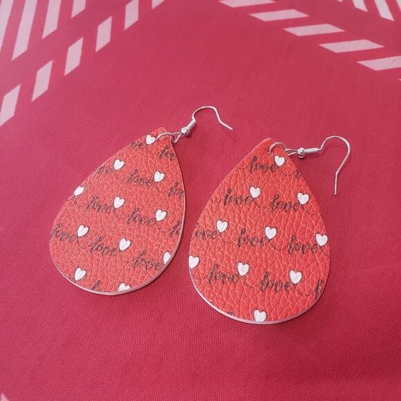 Pretty Leather Valentine Heart Themed Earrings - Your Choice of 2! - Picture 4 of 11